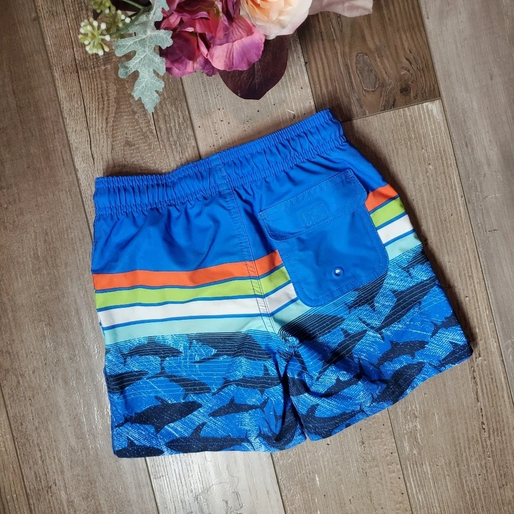 Wonder Nation Boys Swim Trunks with UPF 50+ Size XS (4-5) NWOT Blue Sharks
